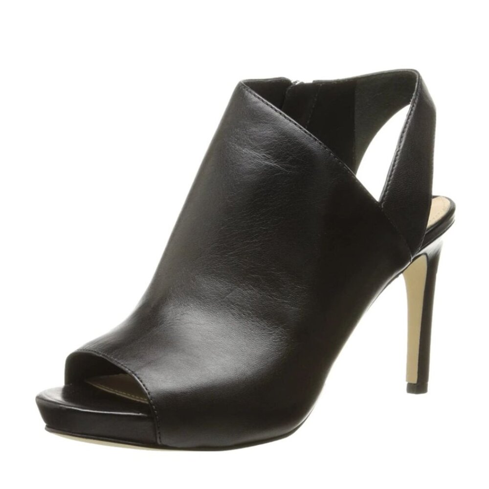 Via Spiga Nariah Open Toe Platform Heel Womens 8 Black Leather Pump
